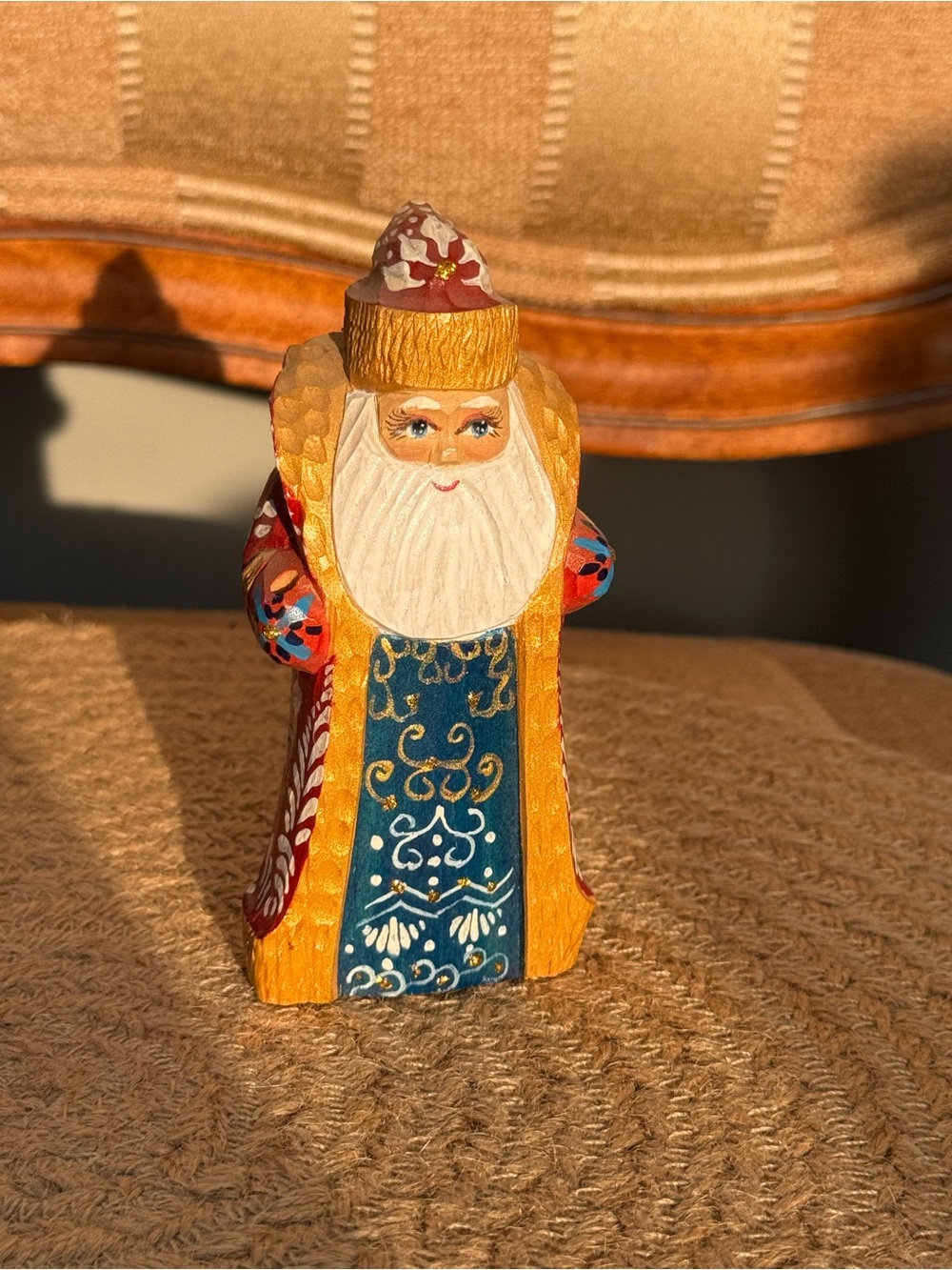 Hand carved & painted Russian Santa Ded Moroz Folk Art